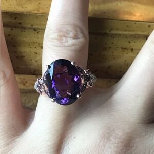 Natural African Amethyst Sterling Silver Cocktail Ring Size 9